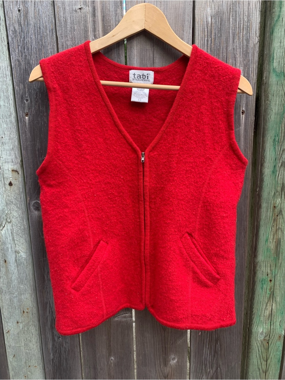 100% Pure Wool - Vintage Tabi International - Gilet Vest Red - Size M